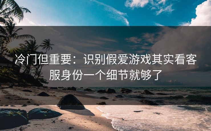 冷门但重要：识别假爱游戏其实看客服身份一个细节就够了