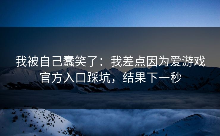 我被自己蠢笑了：我差点因为爱游戏官方入口踩坑，结果下一秒