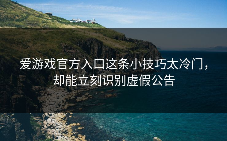 爱游戏官方入口这条小技巧太冷门,却能立刻识别虚假公告