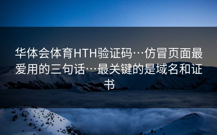 华体会体育HTH验证码…仿冒页面最爱用的三句话…最关键的是域名和证书